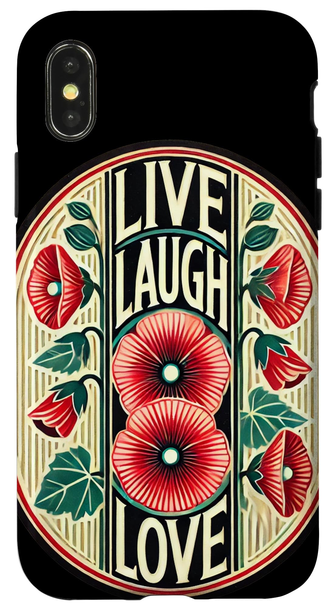 iPhone X/XS Live Laugh Love Illustration Inspiration Case