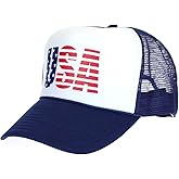 American Flag Patriotic USA Classic 5 Panel Mesh Snap Back Trucker Hat