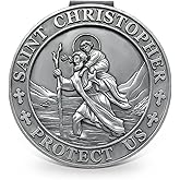 ANOWVI St Christopher Medal for Car, Visor Clips for Cars, Raised Lettering Saint Christopher Medal for Car Visor, Gift for Drivers, Car Travel Accessories for Long Trips Families, Friends