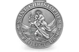 ANOWVI St Christopher Medal for Car, Visor Clips for Cars, Raised Lettering Saint Christopher Medal for Car Visor, Gift for Drivers, Car Travel Accessories for Long Trips Families, Friends