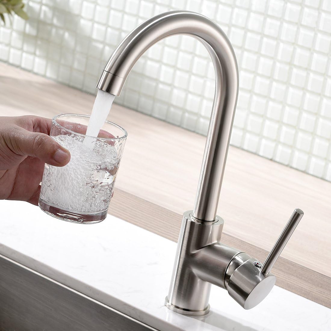 Modern Bar Sink Faucet -Gimili Bar faucet for Kitchen Sink Single Handle Hot and Cold, Brush Nickle Prep Sink Faucet - - 