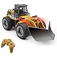 Mostop Remote Control Snow Plow Truck 6 Channel Full Functional Metal RC Snow Sweeper Vehicle Toy for Kids, 1/18 Scale 4WD Wheeled RC Snow Plow Construction Vehicle Bulldozer Toy Tractor with Light
