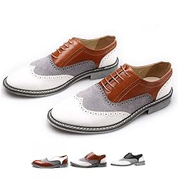 Men's Two Tone Patchwork Brogue Oxfords Shoes