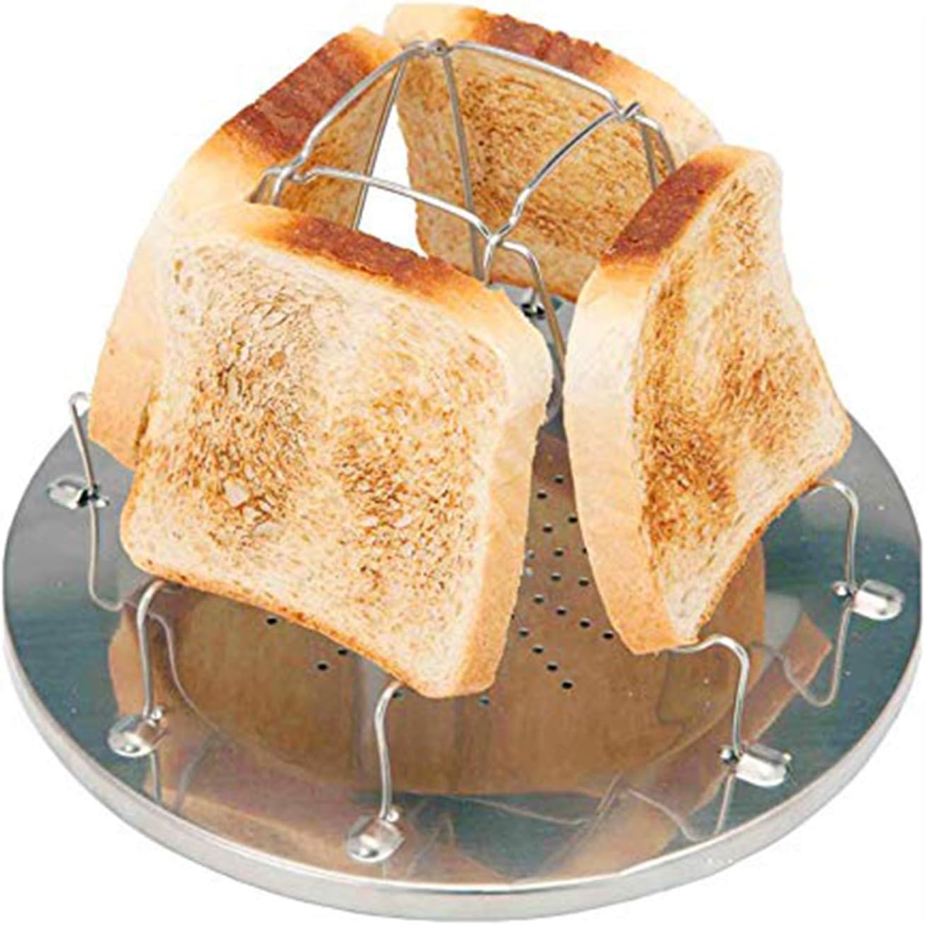 Stainless Steel Toast Rack with Foldable Stand Porous Tray Bread