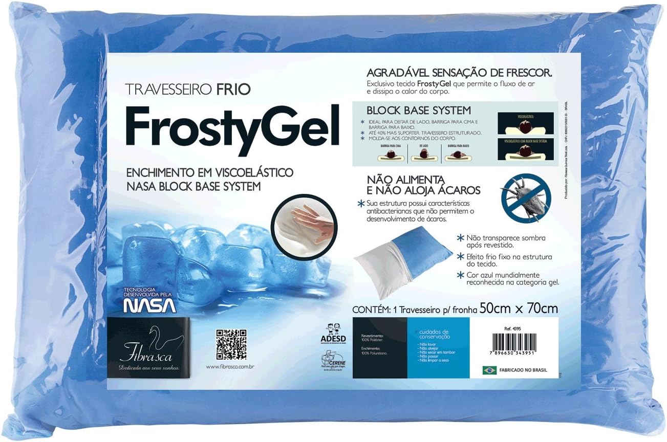 FrostyGel Fresh Pillow Memory Foam Brazilian Block Base System 22x15x6 inches