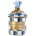 MACKENZIE-CHILDS Royal Check Enamel Canister, Blue-and-White Kitchen Storage Container with Lid, Mini