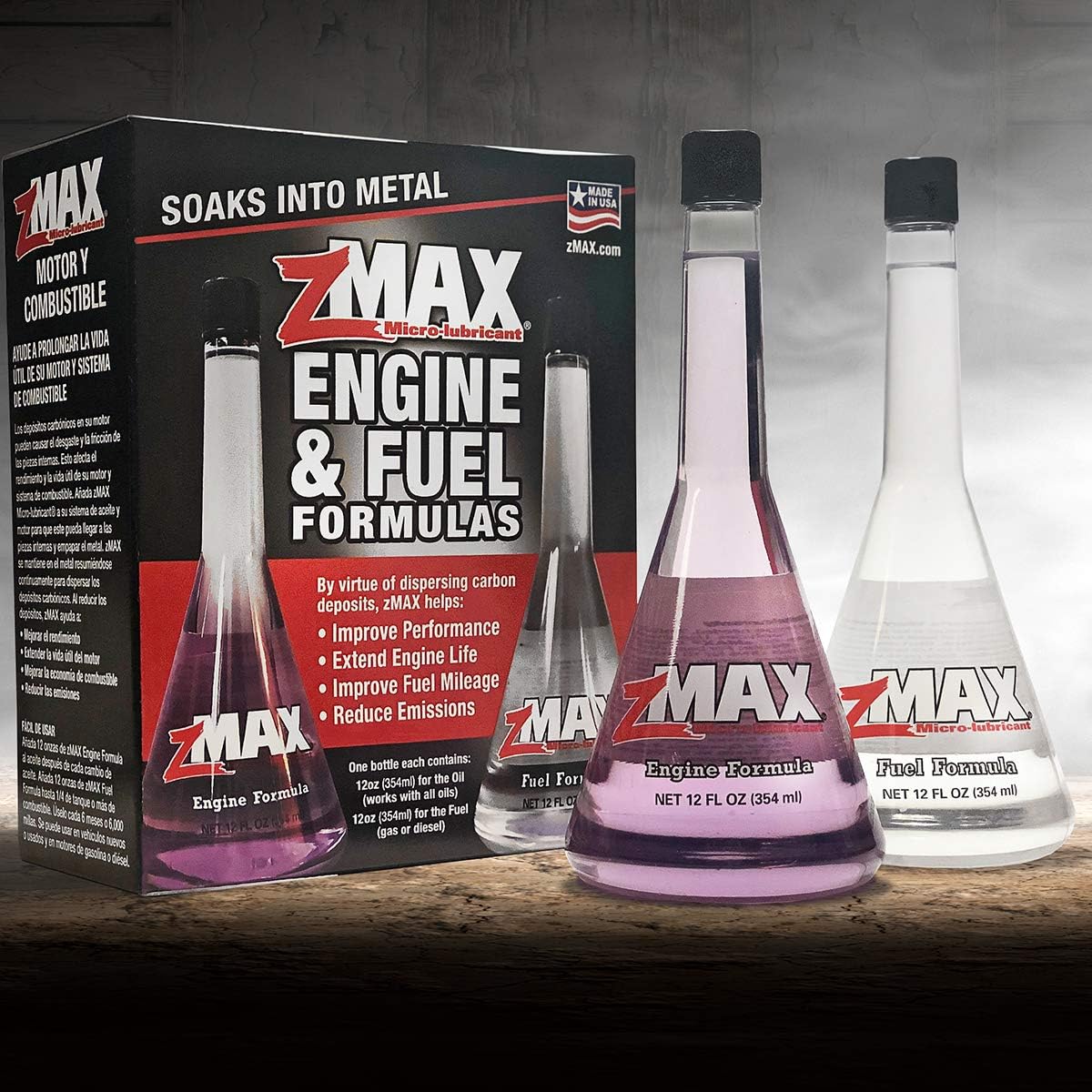 zMAX 51-011 - Engine & Fuel Formula Kit - Easy to Use - Reduces Carbon Build-Up & Lubricates Metal Extending Life of Car or Truck - Runs Efficiently, Improving Gas or Diesel Mileage - 12 oz. Each: Automotive