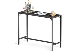 ODK 39 Inch Outdoor Bar Table, Patio Counter Bar Height Table with Weather Resistant Waterproof Top for Hot Tub Garden, Yard, Balcony, Poolside, Indoor (Black)