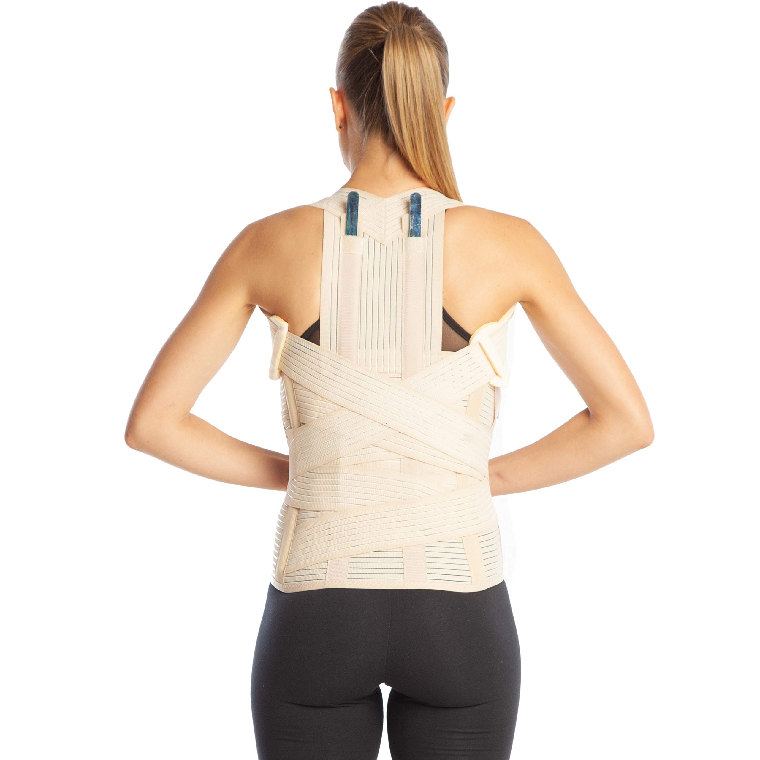 Dorsolumbar Support Posture Corrector Back Correction Brace Orthopaedic Medical Grade Small Medium Large XLarge XXLarge Black Beige Lower Back Support Upper Back Support (L, Beige)