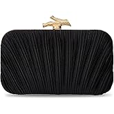 BRYCTSISEN Women Elegant Clutch Purses Satin Pleated Evening Structured Handbag Metallic PU Fashion Bag Woven Classic Box Bag