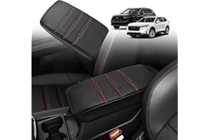 Muslogy Center Console Cover Compatible with 2023+ 2025 2026 Honda CR-V Accessories CRV Hybrid LX EX EX-L Sport Touring Armrest Cover Lid Cushion Protector Vegan Leather Extra Soft(Black/Orange Trim)