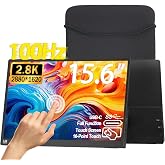 2.5K 100Hz Portable Monitor Touchscreen, 15.6'' QHD 2880x1620 300 Nits 100% sRGB IPS Gaming Monitor w/VESA HDR FreeSync Eye Care USB-C HDMI External Second Screen for Laptop PC Phone Switch PS3/4/5
