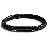 Alton of Sweden | Handcrafted in Italy | Premium Leather Bracelet for Men | Genuine Black Braided Calf Leather | Strong Magnetic Clasp | Exclusive Jewelry Gift Box