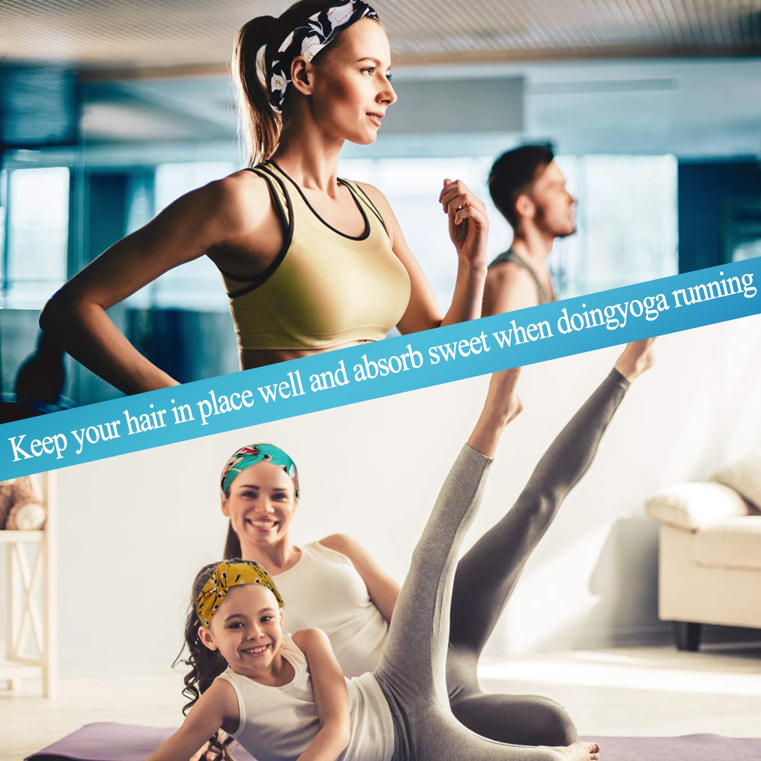 Boho Headbands for Women, FunPa 20PCS Workout Fashion Head Bands Floral Style Criss Cross Head Wrap Elastic Yoga Headbands Turban Headbands : Beauty