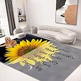 QH Sunflower Quotes Area Rug 5'x6' Floor Mats Washable Non-Slip Large Rugs for Living Room Kitchen Bedroom Dining Room Outdoo
