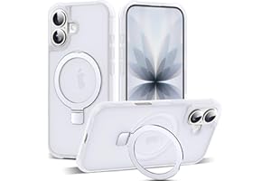 SKYLMW Compatible with iPhone 17 Case with Invisible Magnetic O-Ring Stand Military-Grade Phone Case for iPhone 17 6.3" [Compatible with Mag-Safe][Great Grip Feeling],Translucent