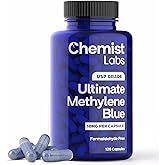 Chemist Labs Methylene Blue Capsules for Humans - USP Grade 99% Purity, Methylene Blue Pharmaceutical Grade, Third Party Tested, Supports Cellular & Mitochondrial Function, Made in USA, 120 Count