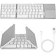Achort Foldable Bluetooth Keyboard, Tri- Folding Portable Wireless Keyboard with Touchpad, USB Rechargable BT Wireless Keyboa