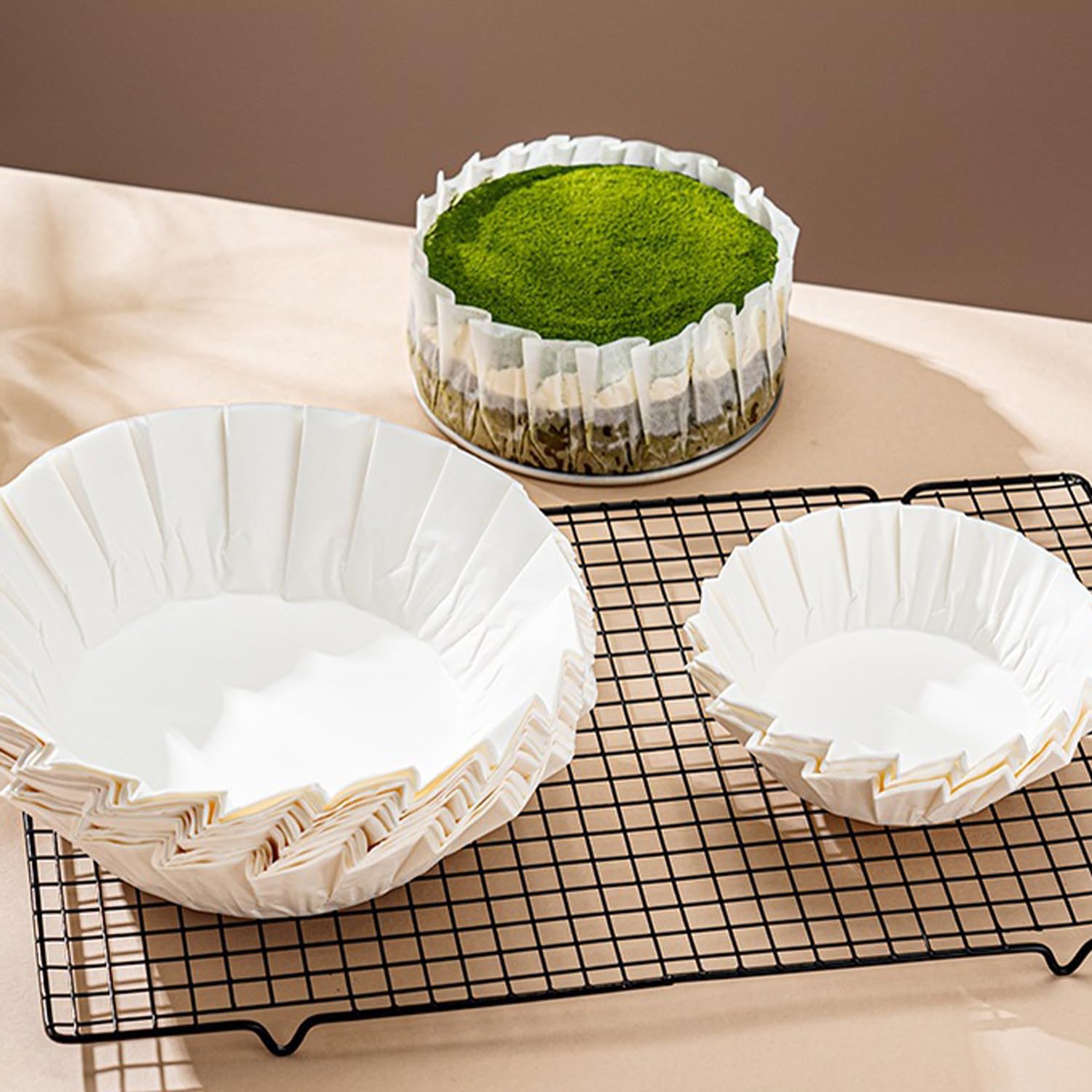 Photo 1 of 100pcs Disposable Parchment Liners Basques Cake Paper Cake Wrappers Oil Muffin Paper for Baking, Cake Pan, Cheesecake, Cupcake, Oven, Air Fryer, 6 Inch