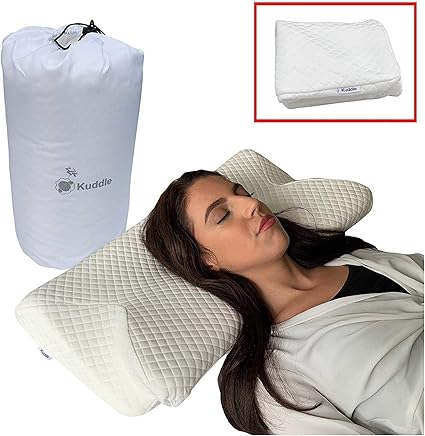 Kuddle Luxury Orthopaedic Contour Memory Foam Pillow Best For Neck And Shoulder Pain Relief Orthopedic Back Front Side Sleeper Neck Support 65x36cm With Free Extra Pillow Case Travel Bag Gift Idea