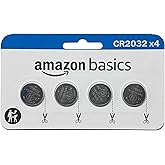 Amazon Basics 4-Pack CR2032 Lithium Coin Cell Battery, 3 Volt, Long Lasting Power, Mercury-Free
