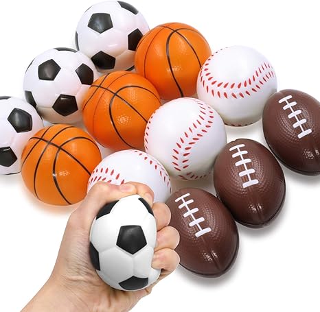 Neuheit Place Squeezable Stress Balls Anti Stress Baseball Basketball Fussball Fussball Zur Entspannung Entspannungsgerate Zappelspielzeug Partyartike 12er Pack 4 Ballspiele Amazon De Kuche Haushalt