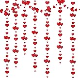 Valentine's Day Decorations Red Heart Garland, Red Heart Hanging Glitter Streamer Bunting Banner, Party Decorations Garland, For Anniversary, Valentines Day, Engagement Wedding Bridal, Shower, 40 Feet