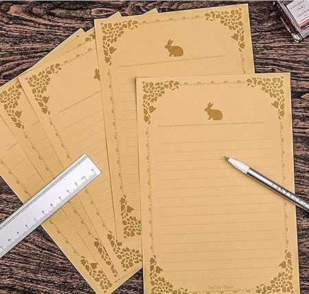 Amazon Tricolor 便箋 便せん 80枚 きれいな手紙が書ける うさぎ 封筒用紙 お祝い 挨拶 ラブレター お見舞い お礼状用 クラフト 挨拶状封筒 文房具 オフィス用品