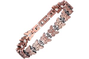 Fashtour Women's Pure Copper Magnetic Therapy Bracelet - Butterfly Design, Adjustable with Free Sizing Tool, Ideal Jewelry Gi