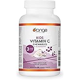 Orange Naturals Kids Vitamin C + Elderberry, Vegan 90 Chewable Tablets, 90-Day Supply, Tasty Berry Flavor, Supports Overall W