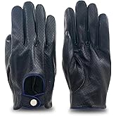 ZLUXURQ Mens Full Mesh Leather Driving Gloves Unlined -Soft and Thin Italian Lambskin