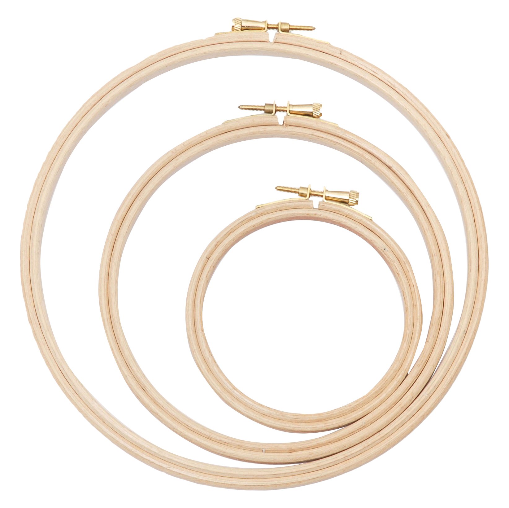 Elbesee 10cm, 15cm & 20cm Embroidery Ring (Set of 3) 4", 6" & 8", Wood, Brown, 22.5 x 22.5 x 0.5 cm