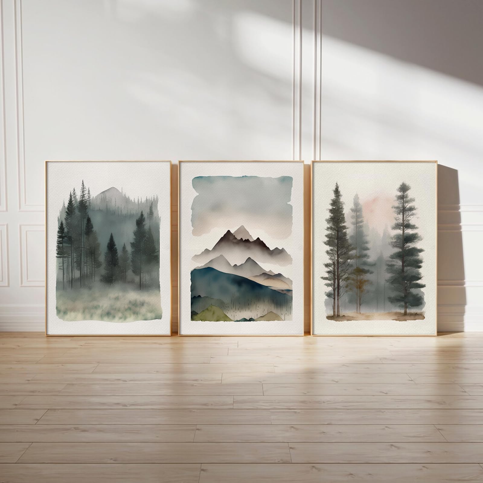 Mua Mountain Forest Wall Art Decor Watercolor Landscape Canvas Pictures