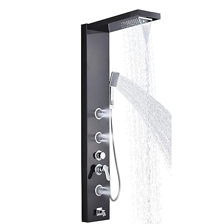 Suguword Duschpaneel Duschsäule Duschsystem aus Edelstahl Elegant Massagendüsen Brausepaneel Duschgarnituren mit Regendusche,