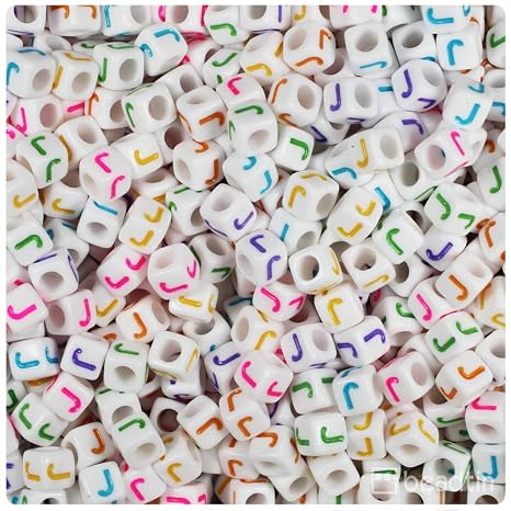 Beadtin Letra J Cuentas Blancas Opacas De 6 Mm Cubo