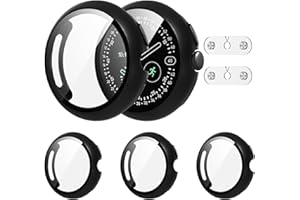 Suoman 4-Pack Case for Google Pixel Watch 4 45mm Screen Protector with 2*Charging Accessories, All-Around Hard PC Anti-Scratc