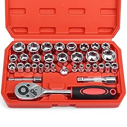 Egofine 34 Pieces 3/8 inch Drive Socket Ratchet