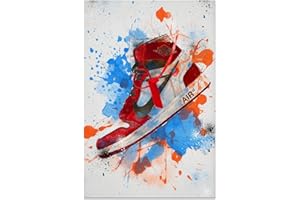 SBEMYENUS Hypebeast Red Sneaker Wall Art AJ Poster Michael Jordan Cool Poster Sneaker Air Gym Shoes Shoebox Collection Aesthetic Room for Teen Boys Men Dorm Bedroom Wall Decor- Graffiti, Unframed 12x18Inch