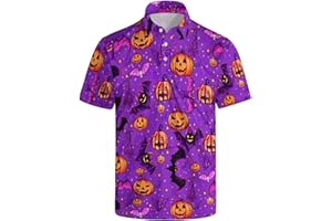 QAVHIGK Men's Funny Golf Shirts Hawaiian Polo Shirts 80S Flashes Polo Shirts Funny Hawaiian Beach Summer Golf Polo Shirts