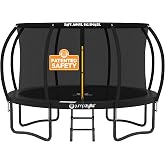 Jumpzylla Outdoor Trampoline with Net for Kids 8FT 10FT 12FT 14FT 15FT 16FT | ASTM-compliant trampoline with enclosure, non-slip ladder, rust-resistant galvanized steel frame, 8FT-16FT for kids &amp; adults