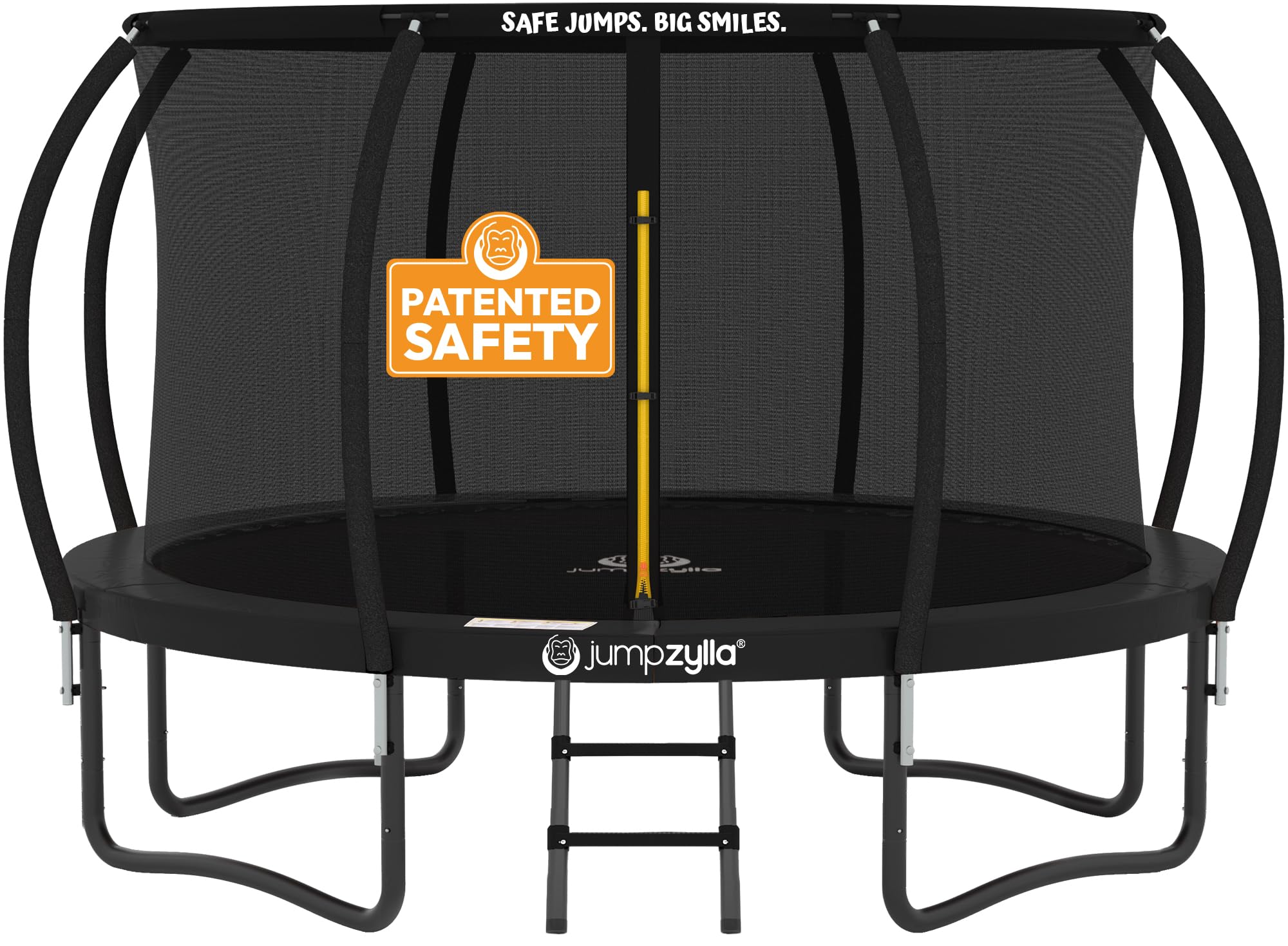 JUMPZYLLA Trampoline Outdoor 8FT 10FT 12FT 14FT 15FT 16FT with Enclosure and Ladder, ASTM Approved Recreational Trampoline for Kids and Adults, Anti-Rust Coated Frame