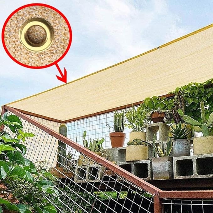 H.ZHOU Shade Beige Garden Shade Netting with Durable Eyelet 90 UV