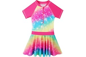 BAOHULU Toddler Girls Swimsuit One Piece Cute Floral Dress Swimwear 3-8 Years