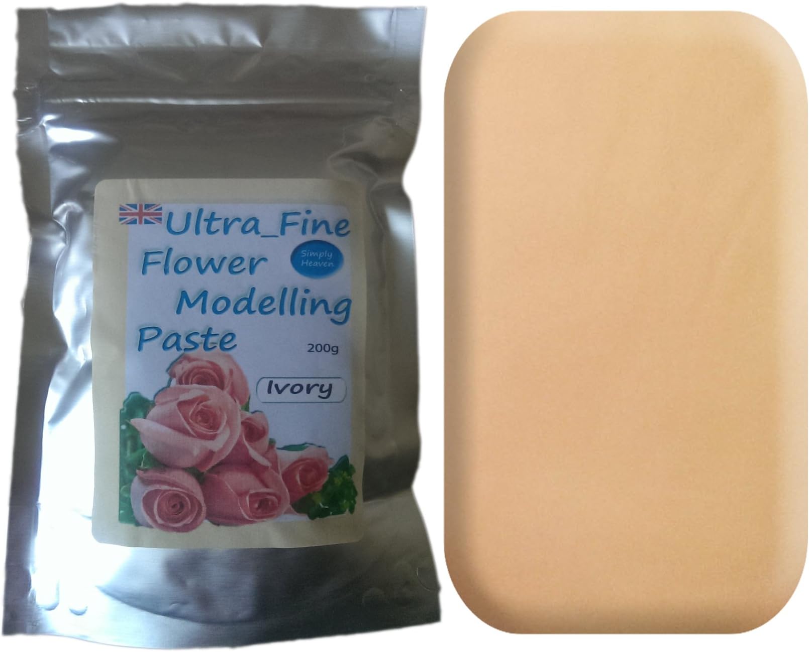 Simply Heaven Sugar Flower Paste - Sugarcraft Gum Paste Florist Modelling Paste 200g (Ivory) - Free Postage - Get a free 80g block of white modelling paste when you buy any three 200g blocks.