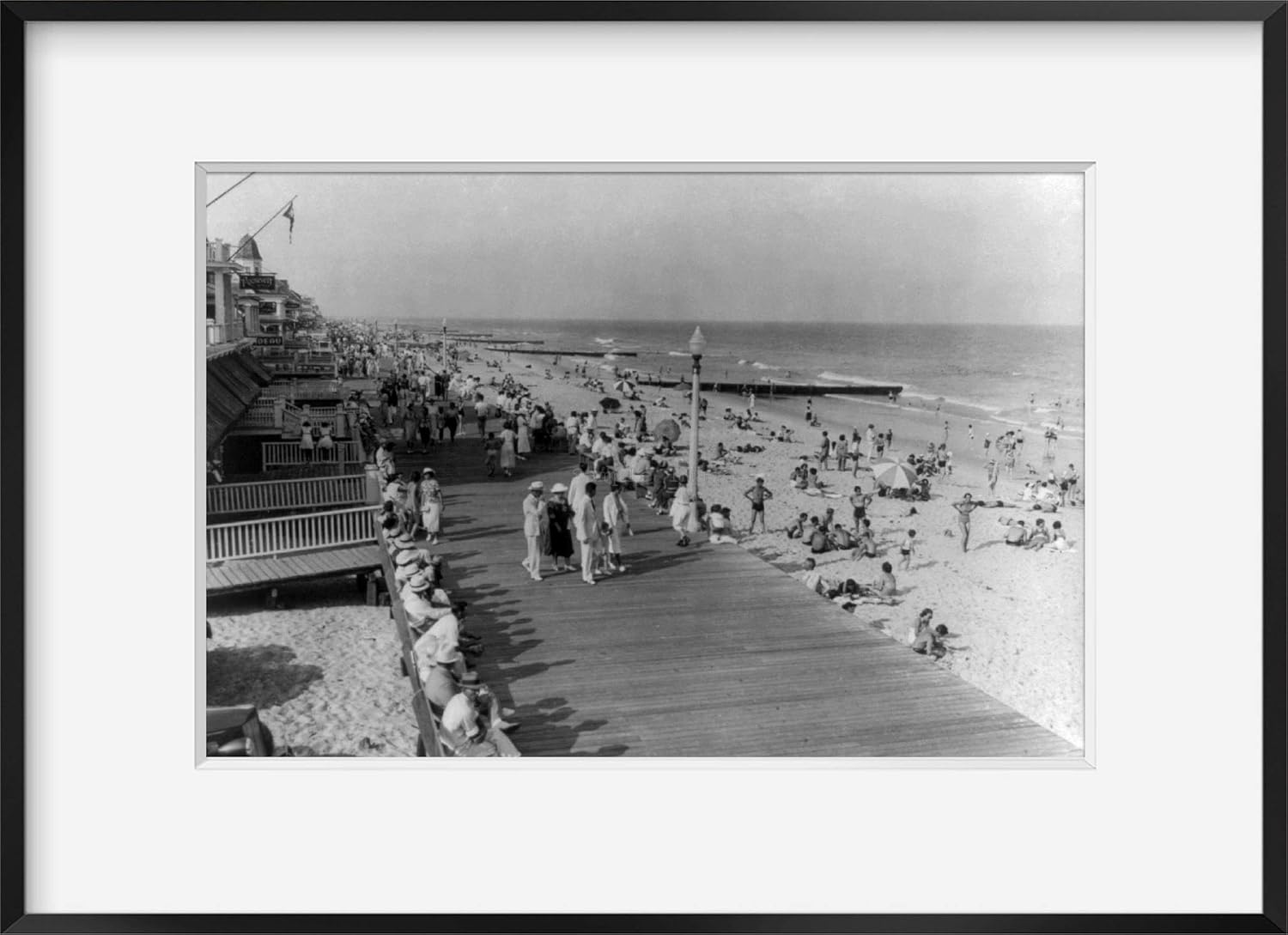 Photographs - INFINITE PHOTOGRAPHS Photo: Boardwalk,Beach,Ocean City,Maryland,MD,1937,Swim Suits,Swimming,Bathing Suits