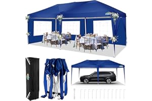COBIZI Canopy 10x20 Pop up Canopy Tent with 6 Sidewalls, Waterproof Commercial Instant Canopy Outdoor Event Shelter Stable 10x20 Ez up Tents for Parties Beach Camping Carport with Carry Bag, Navy Blue