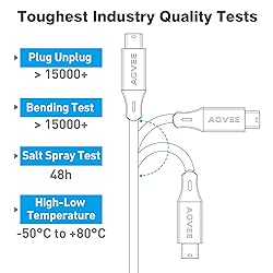 AGVEE 2 Pack 6ft Mini USB Cable, Braided Durable