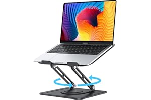 NTMY Foldable Laptop Stand with 360 Rotating Base,Metal Ergonimic Adjustable Laptop Stand for Desk,Computer Notebook Stand Compatible with MacBook air pro, Acer,Lenovo,Dell(10-16")-Black