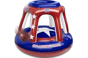 WELIN 47" Larger Pool Basketball Hoop Game, Thicker Inflatable Water Basketball Hoop with Ball, Summer Fun Swimming Pool Floa