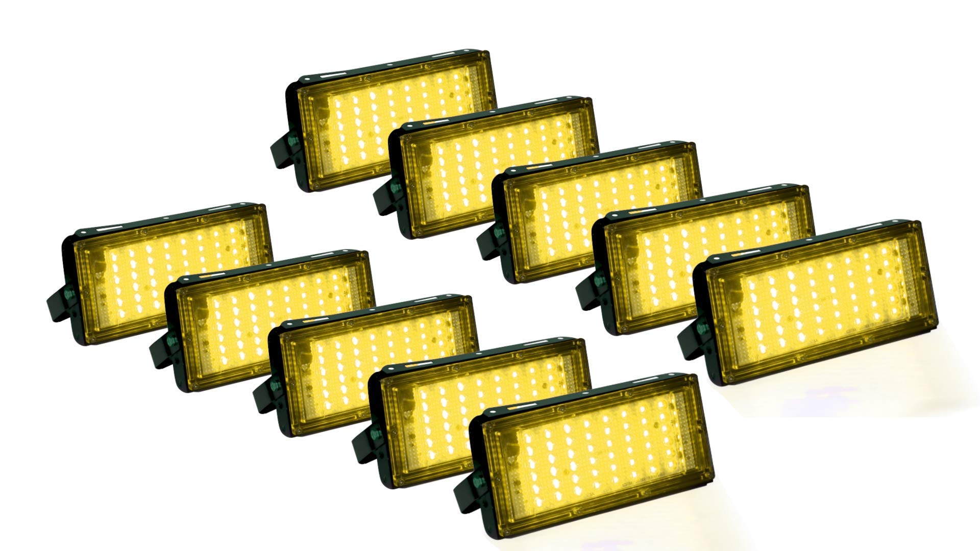 DMT DMAK Multi Traders 50 Watt Brick Ultra Bright Lens LED Flood Light (Warm White/Yellow) - Pack of 10
